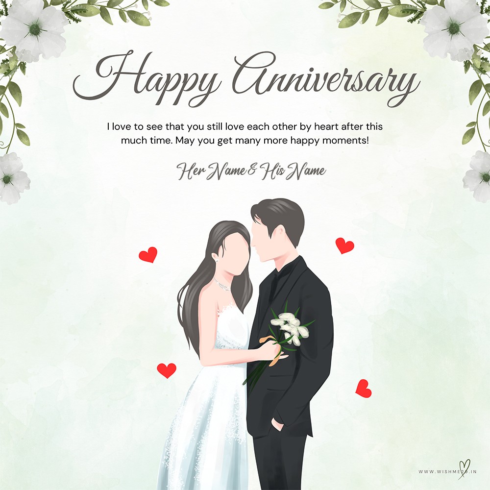 Romantic Anniversary Photo Greeting With Name And Quotes