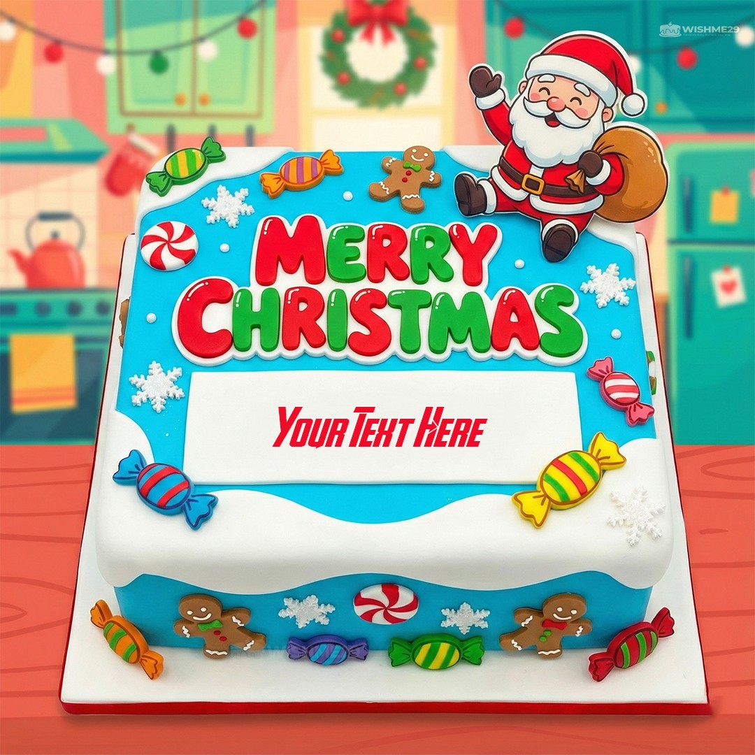 Kids Santa Claus Christmas Cake With Custom Name