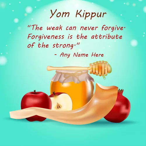 Yom Kippur Wishes Greetings Card With Name