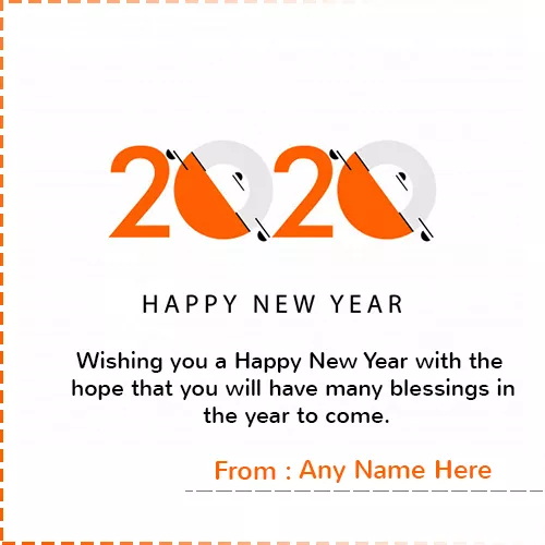 Happy New Year Greeting Card 2020 with Name Edit
