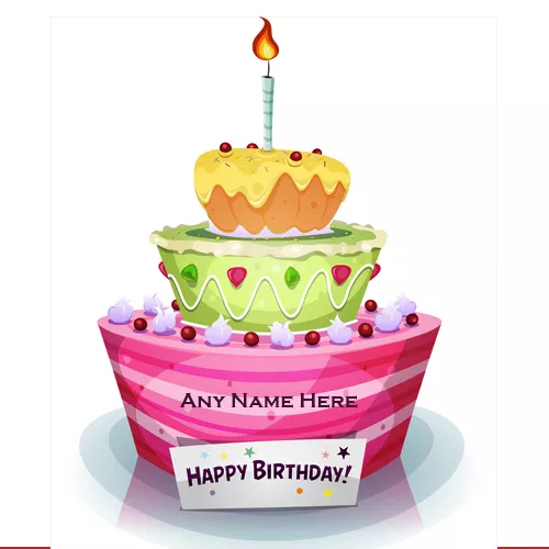 3 Layer Birthday Cake For Life Partner With Name