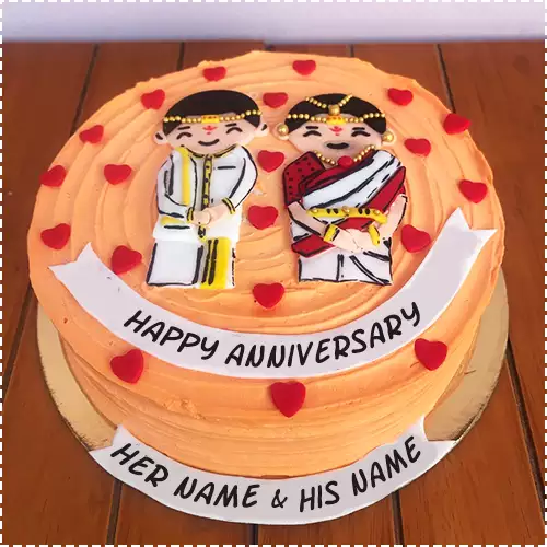 Write name on marriage anniversary cake with photo