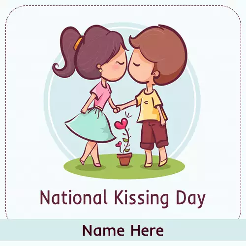World kissing day couple love card with name