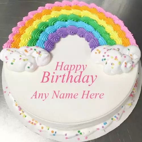 Rainbow Ice Cream Birthday Cake With Name