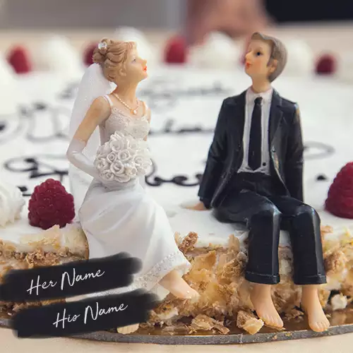 Wedding Anniversary Couple Cake With Name