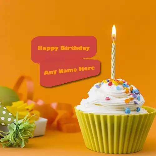 Write Name On Birthday Cupcake Images With Candle