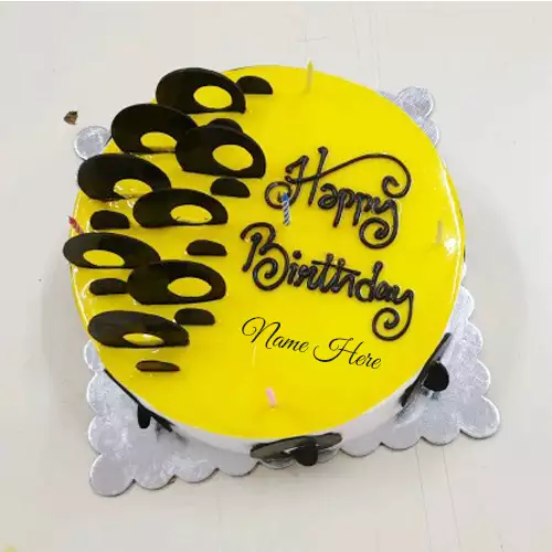 Yellow Birthday Cake With Name