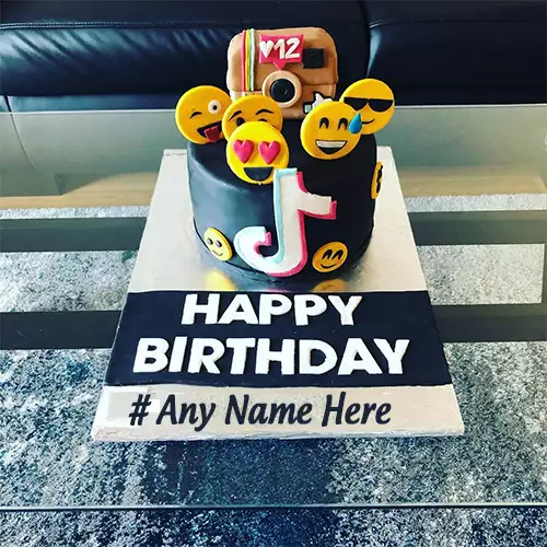 Smiley Tiktok Birthday Cake with Name