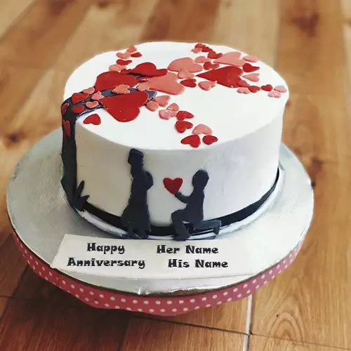 Anniversary Couple Cake Pictures Pose With Name In Little Heart