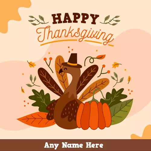 Write Name on Thanksgiving Background Images With Turkey
