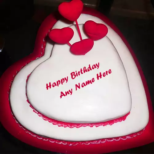 Beautiful Heart Birthday Cake For Lover with Name