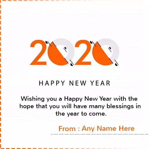 Happy New Year Greeting Card 2020 with Name Edit