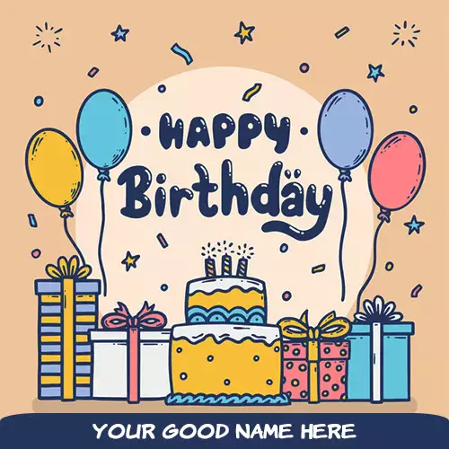 Birthday Cake Card Write Your Name Online