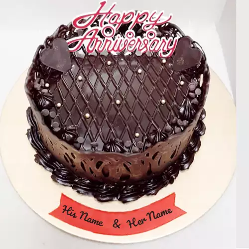 Heart Shaped Anniversary Chocolate Cake Images With Name