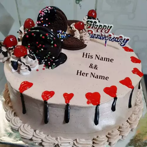 Wedding Anniversary Wishes Cake With Name Edit