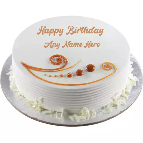 Birthday Wishes With Name Edit on Vanilla Cake