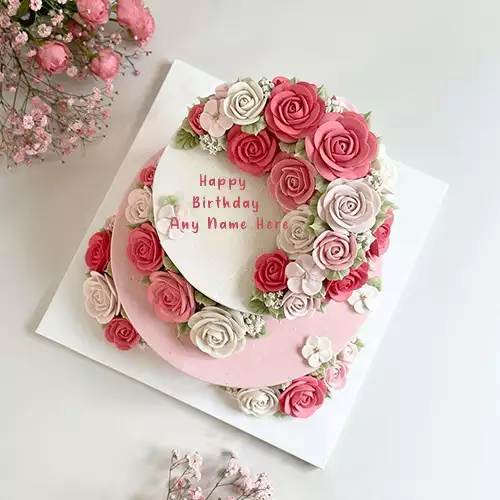 Beautiful Birthday Rose Cake With Name Edit