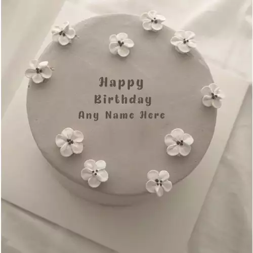 Beautiful Flower Birthday Cake Generate With Name
