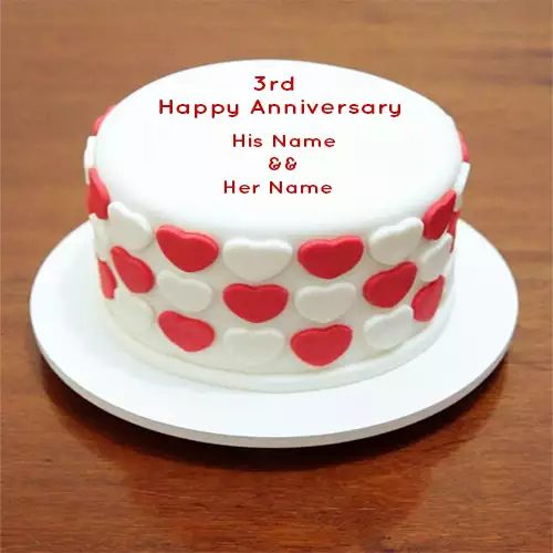 3rd Wedding Anniversary Cake With Name Edit Online