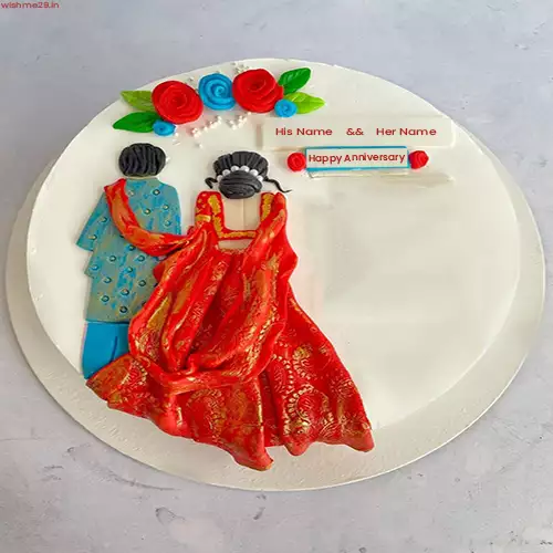 Marriage Anniversary Cake For Husband Wife With Name