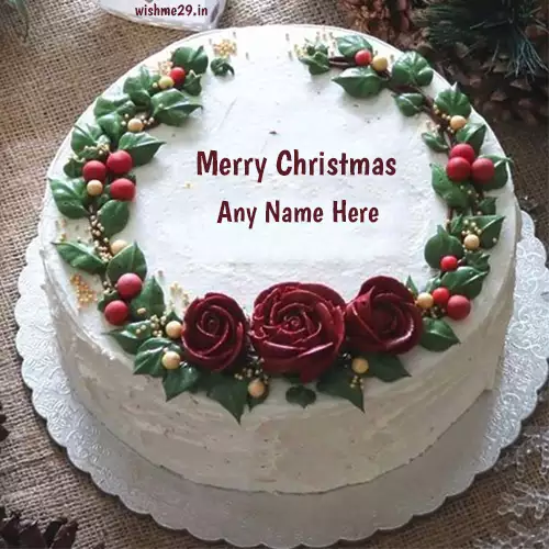 Merry Christmas Santa Claus Xmas Birthday Cake With Name