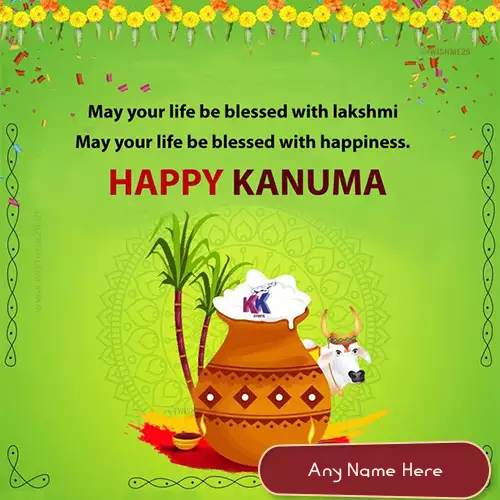 Write Name On Happy Kaanum Pongal Wishes 2024