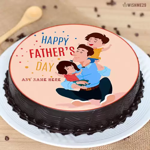 Happy Fathers Day Cake With Name Edit