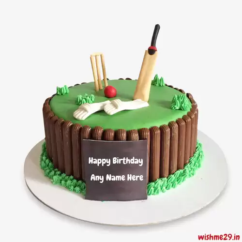 Birthday Cake Cricket Theme With Name