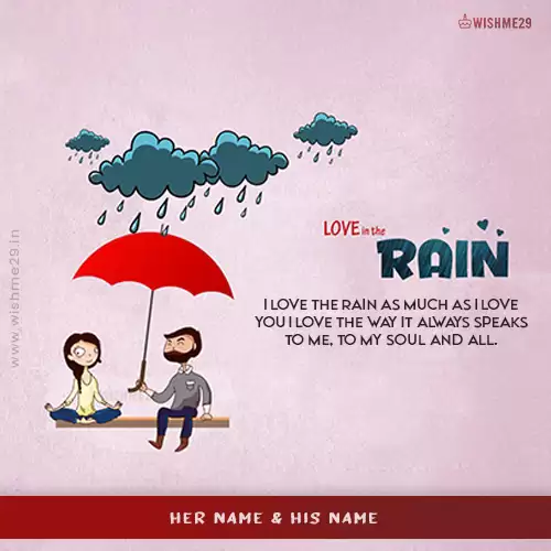 Monsoon Love Couple Images With Your Name