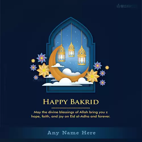 Create Name On Happy Bakrid 2024 Quotes Card In English