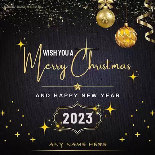 Christmas Tree And New Year 2023 Wishes Greeting Card With Name