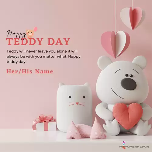 Name-printed Teddy Bear Day Greeting Card Download