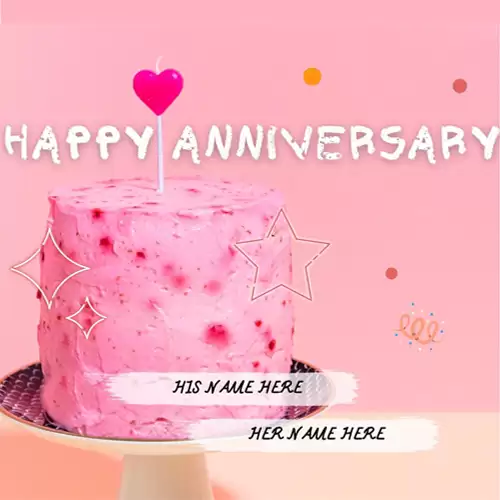 Pink Wedding Anniversary Cake To Write Name