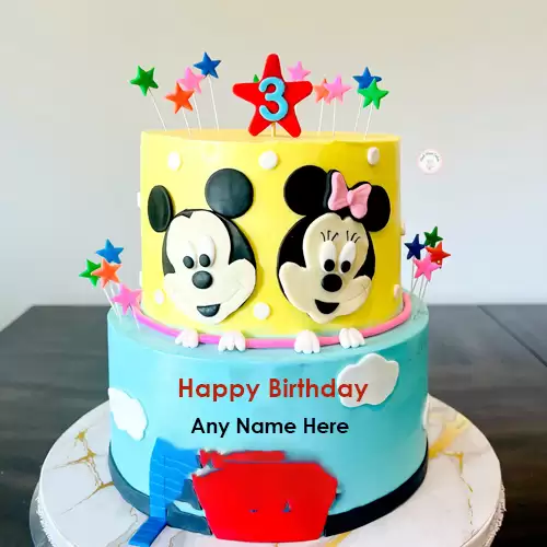 Mickey Mouse Birthday Cake For 3 Year Old Boy With Name