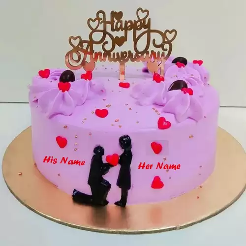 Anniversary Cake With Couple Name In Heart