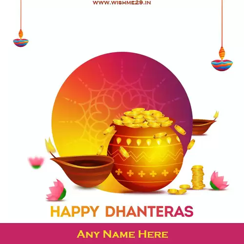 Write Name On Shubh Dhanteras 2024 Wishes Greetings Card Images