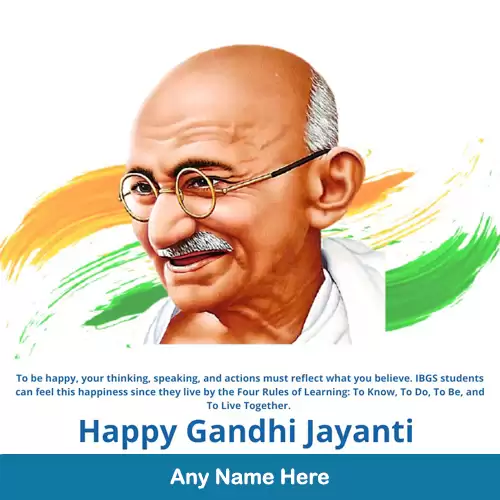 Mahatma Gandhi Birthday Wishes Card With Name