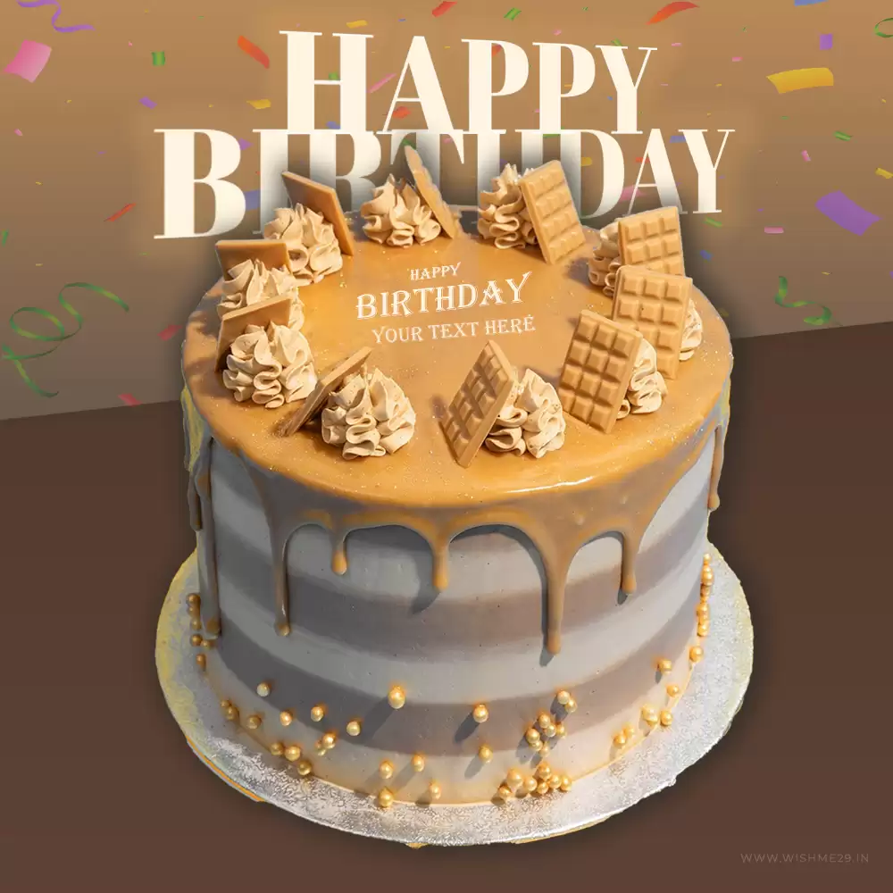 Customizable Name On Salted Caramel Birthday Cake Edit