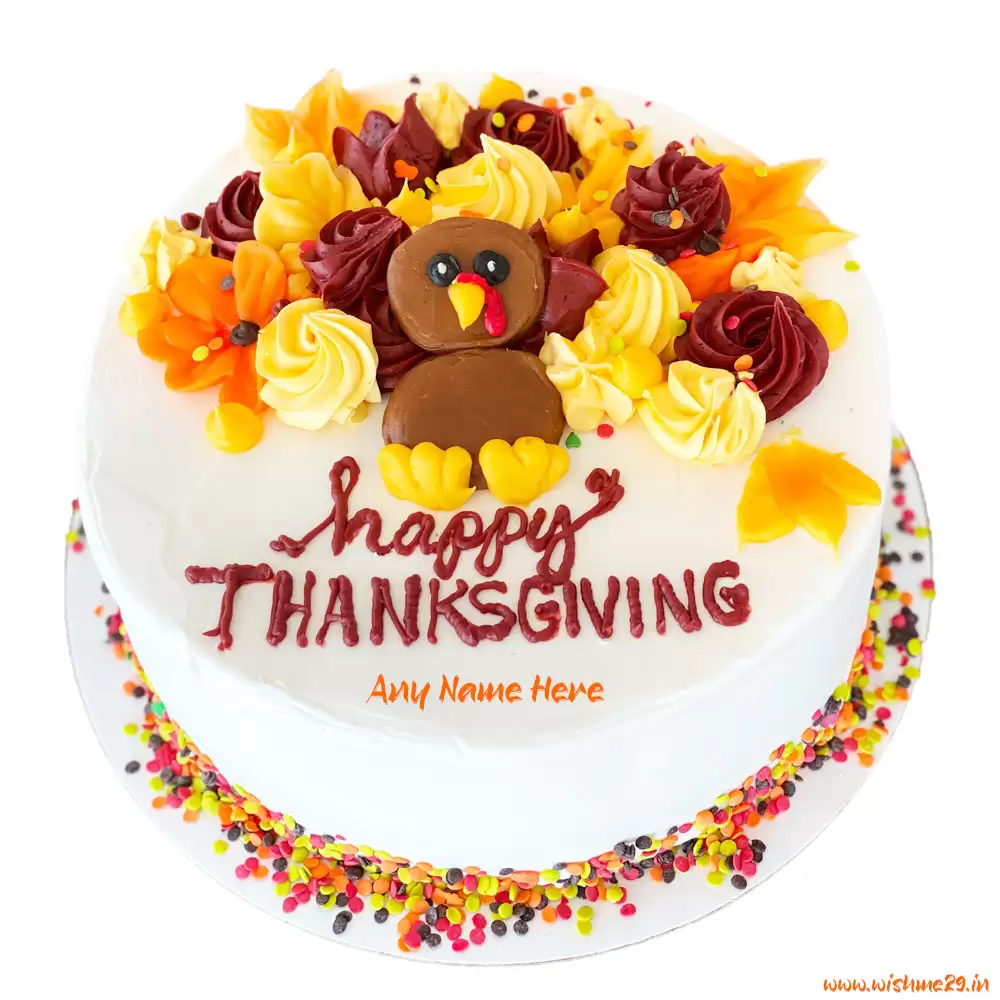 Customized Thanksgiving Celebration Turkey Cake With Custom Name