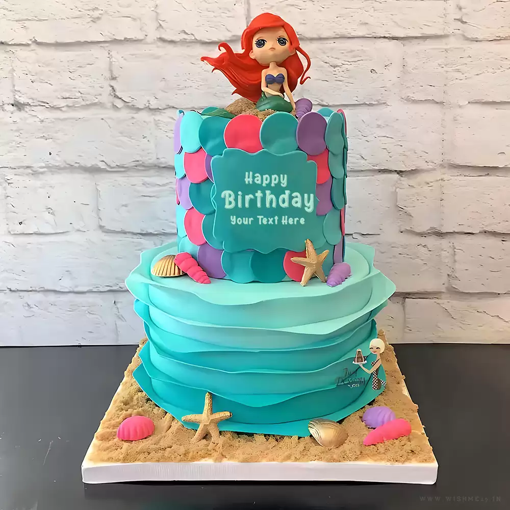 Mermaid Cake Topper With Custom Name For Girl