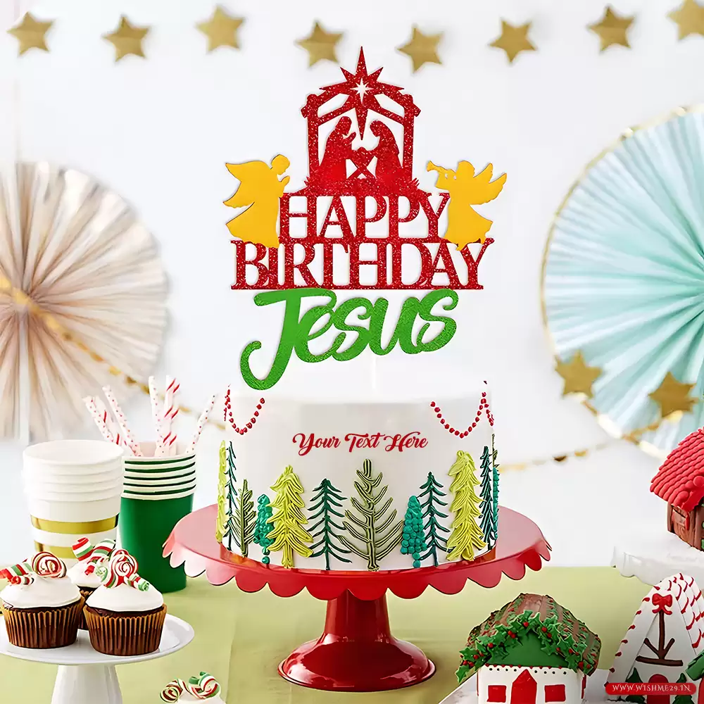Happy Birthday Jesus Cake Topper With Name