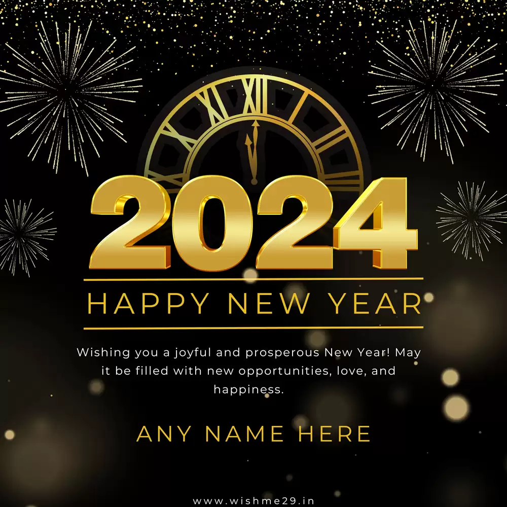 Happy New Year 2024 Card Design With Name Editing
