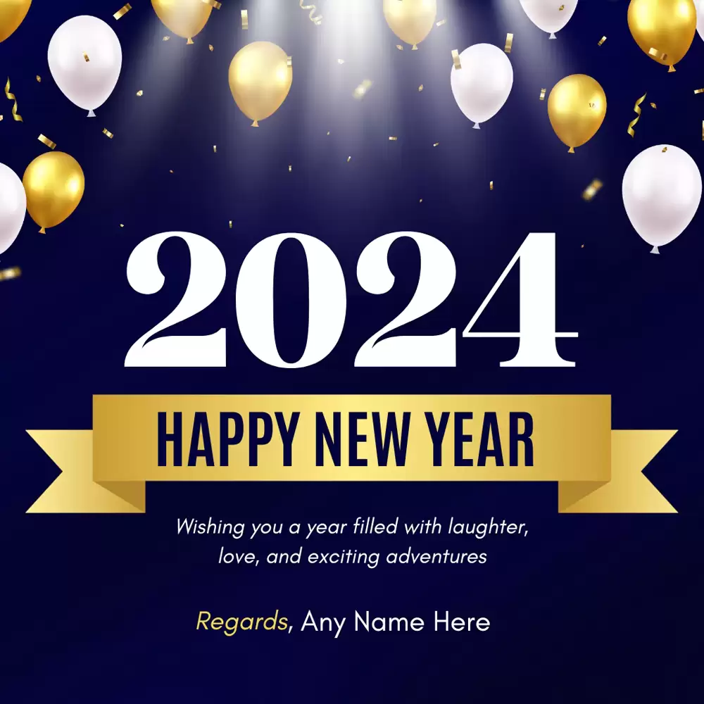 Happy New Year 2024 Greeting Card Template Maker With Name