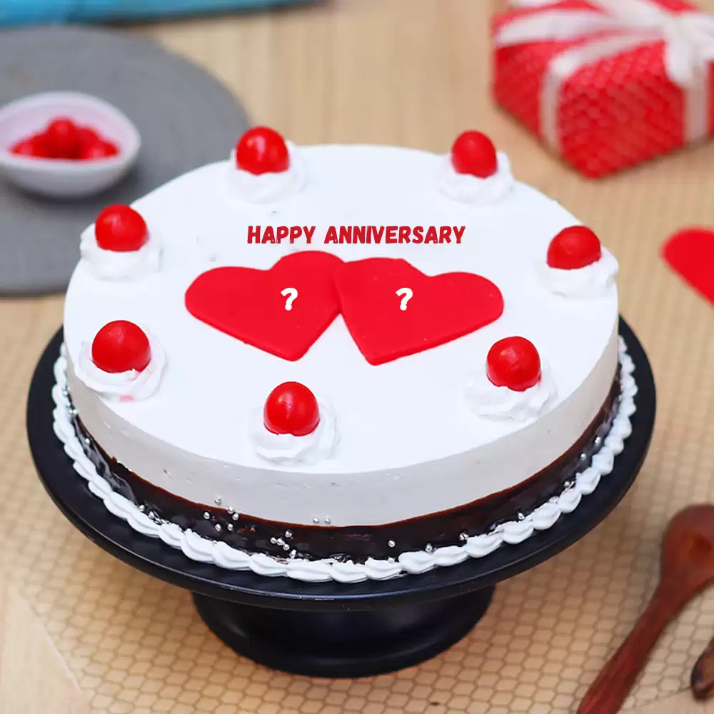 Write Couple Name On Anniversary Cake Love Shape