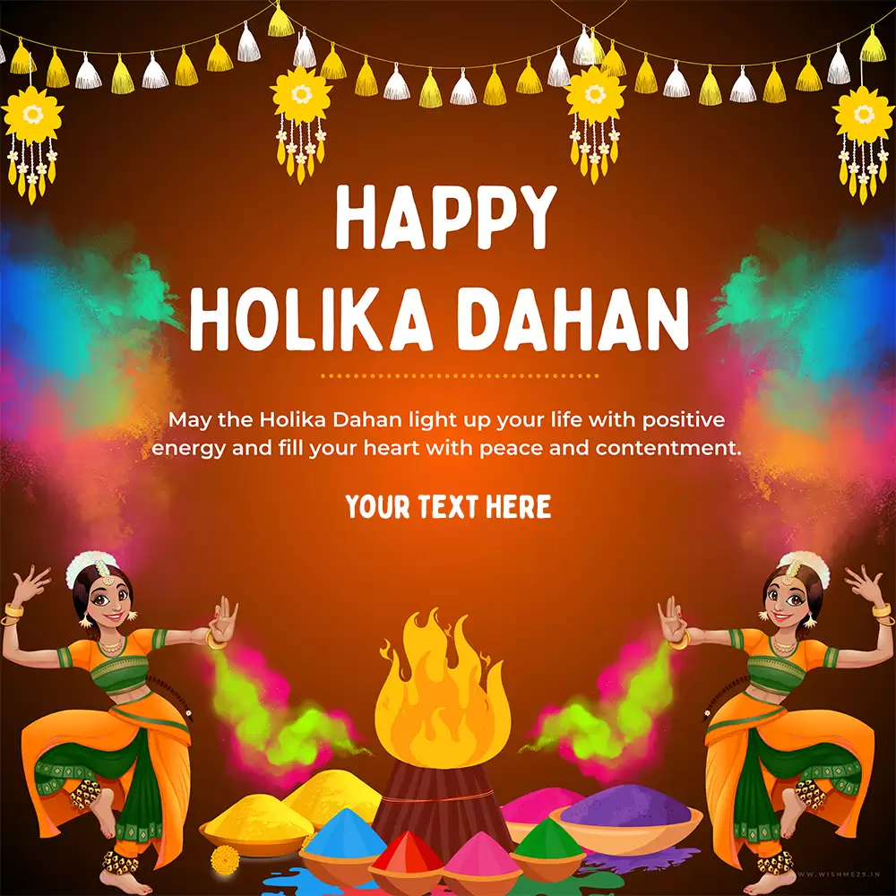 Write Your Name On The Happy Holika Dahan Card Design Template Download